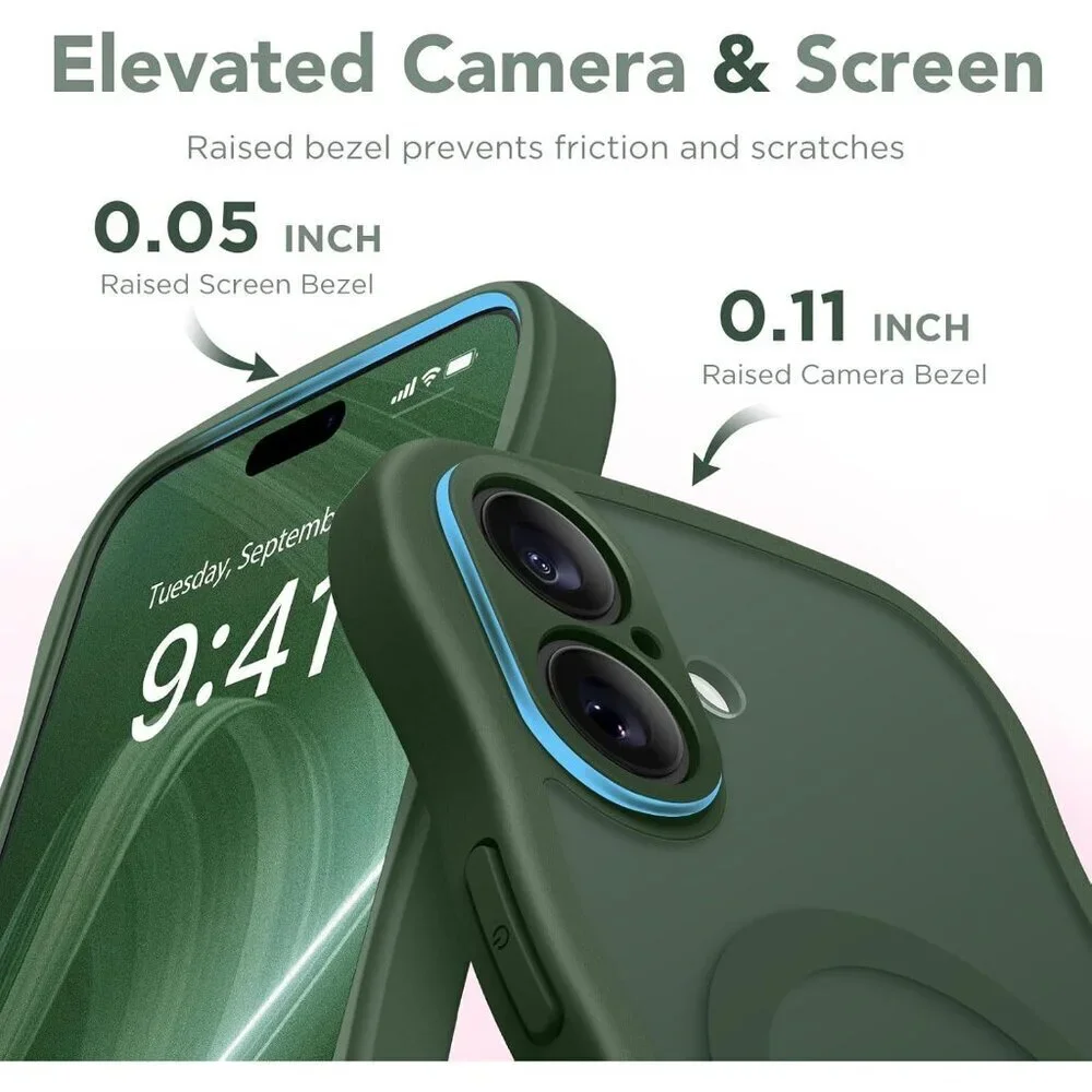 Women Deep Green Iphone 17 Pro Max Case Full Camera Protection Mag Safe